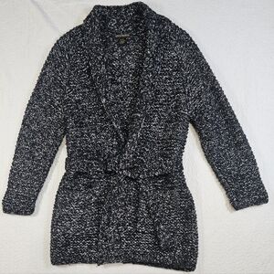 Babette Ballinger Thick Wool Blend Long Cardigan Tie Waist Sweater